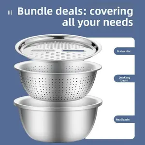 Multifunctional Food-Grade Stainless Steel Grating Basin | Vegetable Radish Slicer & Grater Kitchen Vegetable Slicer