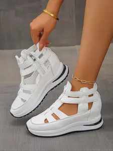 Fashionable Solid Color Platform Sandals, Casual Comfortable Sandals for Summer, Female All-match Round Toe Sandals for Daily Wear, Walking Shoes