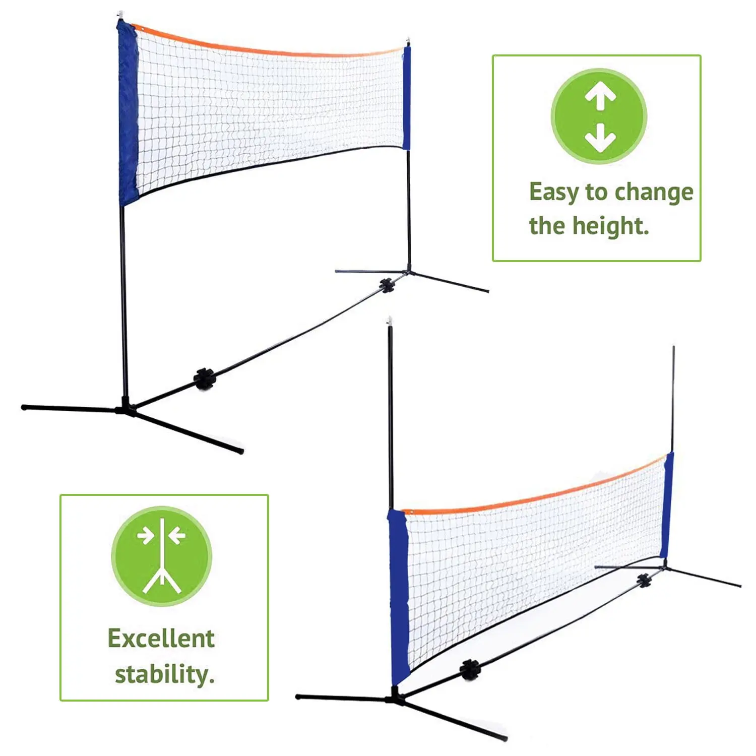 Zeny 10 ft Foldable Polyester Multi-Sport Nets - Adjustable Height for Backyard Badminton, Volleyball & Family Fun Party, Durability, Eva Foam Pad, Installation, Beach, 10' X 5' X 3.4', 10X5ft