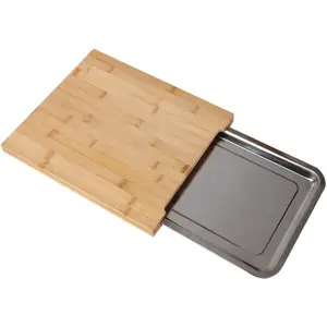 Bamboo Cutting Board Kitchen Fruit Bread Chopping Board with Drawer, Vegetable Food Serving Board Cheese Board, Home Use