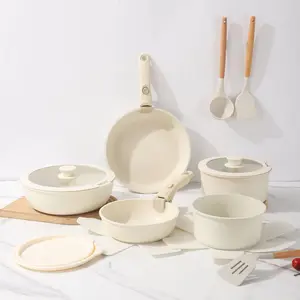 Non-Stick Stackable Cookware Set with Detachable Handles, 12/15/17 Pieces, Suitable for Induction Stove and Oven