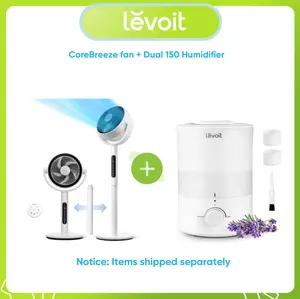 LEVOIT Dual 150 Humidifier & CoreBreeze R432 Standing Oscillating Fan Bundle – 3L Top Fill Cool Mist, Essential Oil Diffuser, 9-Speed Quiet Fan with Remote