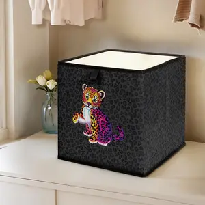 Leopard Print Open Storage Box, Stackable Drawer Organizer, Durable Multi-Functional Design for Home Dorm Room Organization