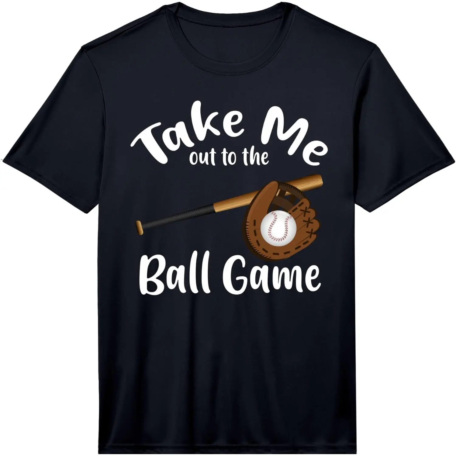 100% Cotton Take Me Out to The Ball Game Cool Baseball Player Game Day Performance T-Shirt