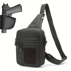 tactical shoulder  Crossbody Sling Bag for Concealed Carry of Handguns (CCW) - Durable Black Chest Pack with Multiple Compartments, Adjustable Sling & Ergonomic Design for Hunting, Fishing, Outdoor Activities, Gun Accessories for Outdoors