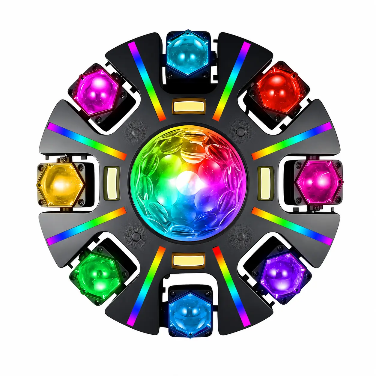 XDV Halloween Party 8-Eye RGBW Moving Head DJ Light – Dual Laser, 38 RGB Light Strips, Strobe, DMX512 Sound-Active Stage Lighting for Parties, Clubs & Events Rgb Led Effects Rgb Multi Color