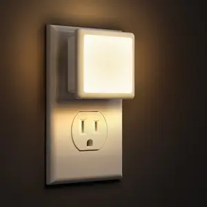 ISUNMEA L LED Night Lights Plug into Wall 2-Pack, 0.3W Plug in Night Light, Dusk to Dawn, 3000K Soft White, Bright Nightlight Auto-On/Off, for Adults Kids Room Bedroom Bathroom Hallway Kitchen, Non-Dim