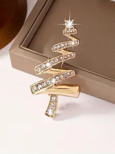 Women's Elegant Christmas Tree Design Zinc Alloy Brooch, Exquisite Trendy Rhinestone Decorated Brooch, Fashionable Clothes Accessories for Women & Girls, Rhinestone Embellishment