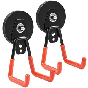 Magnetic Hooks for Garage and Garden 2 or 4 Pack Heavy Duty Magnetic Storage Hooks for Tools and Hoses Steel J Hook Organizer Space Saving Wall Mount Hook Rack Wall Hanger Hook for Indoor Outdoor Use