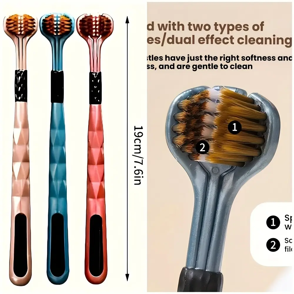 30 Newly Packaged Manual Toothbrushes with Three Sides for Thorough And Cleaning