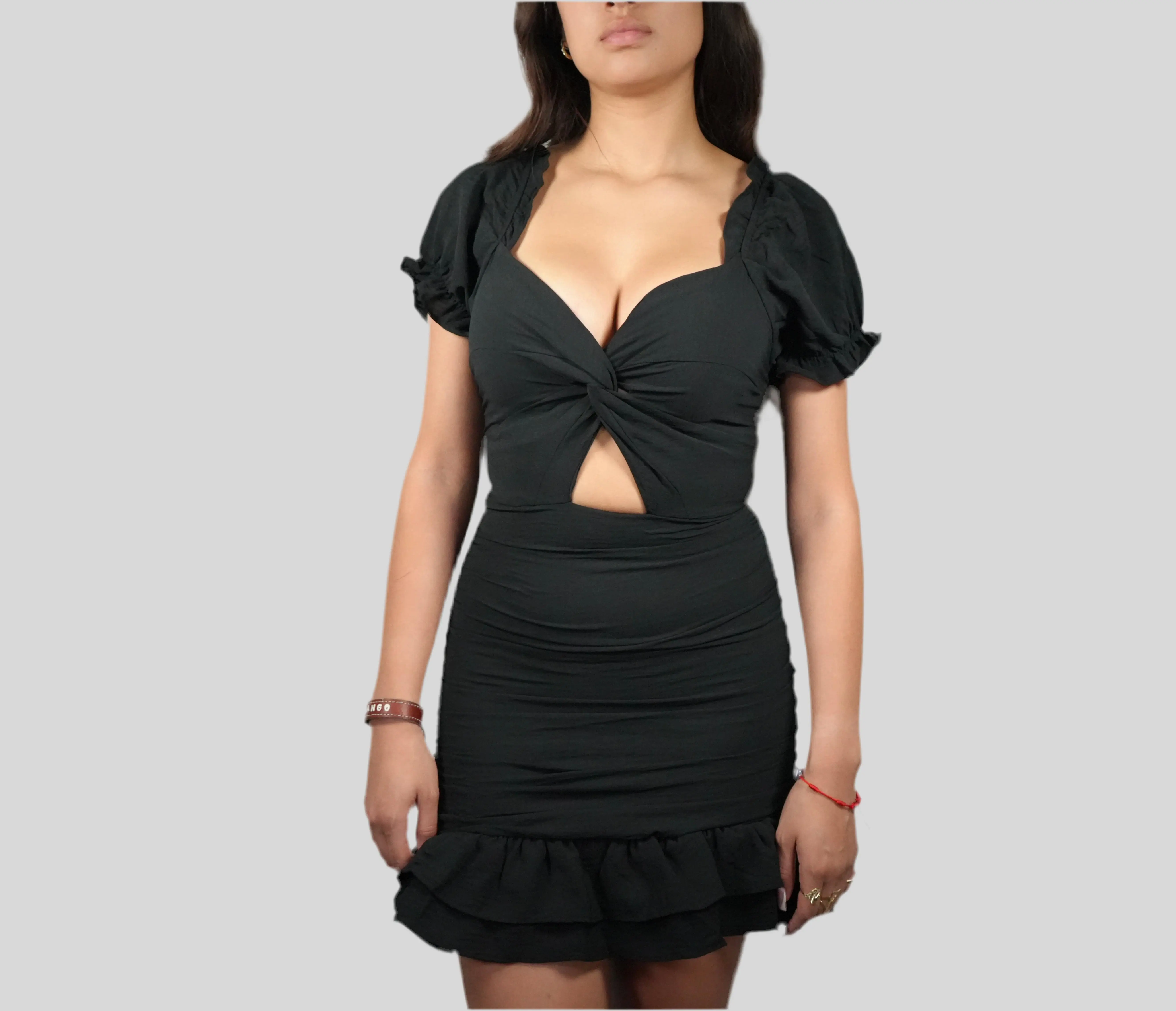 Blashe Women's Twist Front Ruched Dress Black (FINAL SALE)
