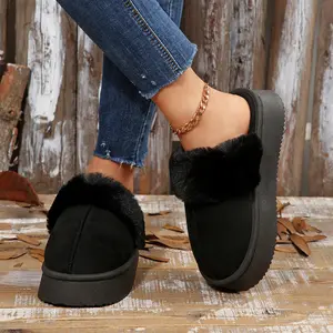 Women's Slippers Christmas Themed Plush Platform Slides Warm Lined Indoor Outdoor Holiday House Shoes