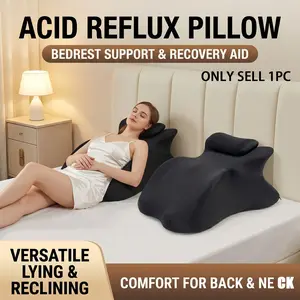 Memory Foam Wedge Pillow with Breathable 3D Mesh Cover, Supportive Bolster, Orthopedic Bedrest Cushion for Back and Neck Support for Reading Resting and Sleeping Elevated Wedge for Acid Reflux and Snoring Non-Slip Bed Pillow