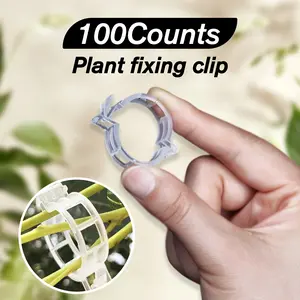 100 Counts Plant Support Clips, White Adjustable Trellis Clips for Vegetable Plants, Plastic Plant Supporters for Secure Support, White