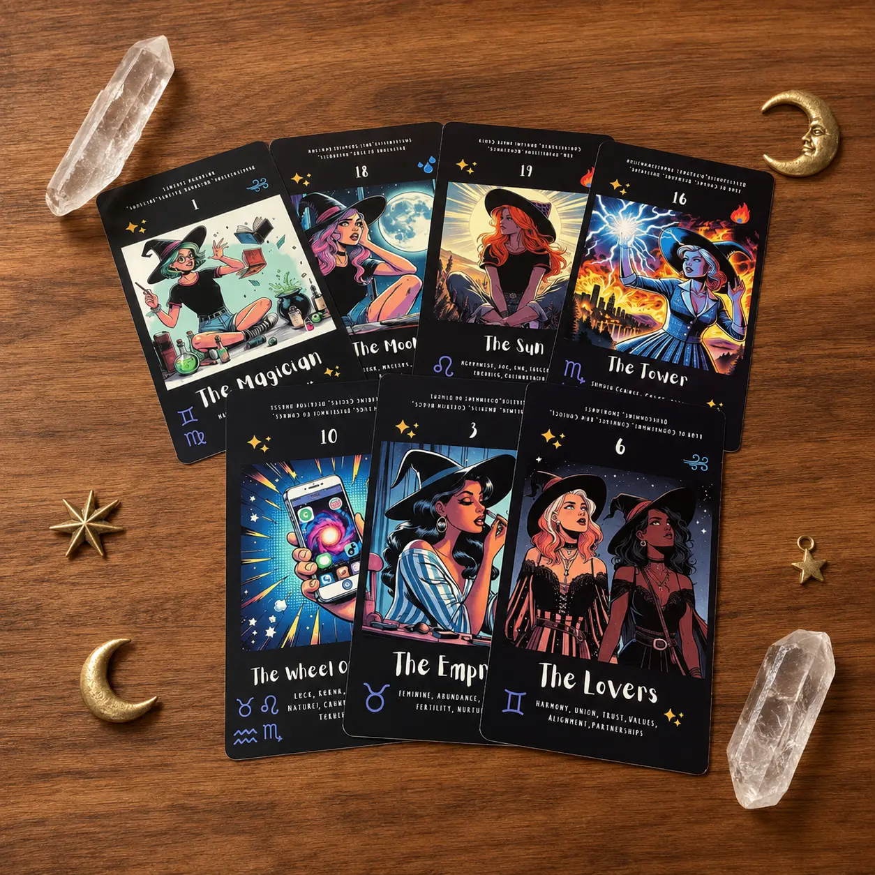 Modern Mystic Tarot Deck, 78 Cards with Contemporary Illustrated Artwork for Beginners
