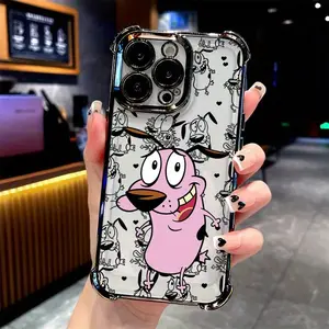 This transparent phone case with cartoon characters, TPU shockproof full protection case with electroplated frame, suitable for iPhone 17/16/15/14/13/12/11 PRO PROMAX PLUS AIR X XSMAX, is an ideal gift for friends and family, SJQNDD68