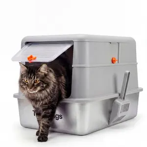 Topyangs Stainless Steel Litter Box with Lid Extra-large High-sided Design Odor Control Easy Clean Durable XL Capacity 3-in-1 Convertible for Cats ，tiktokshopspringglowup ，Litterbox