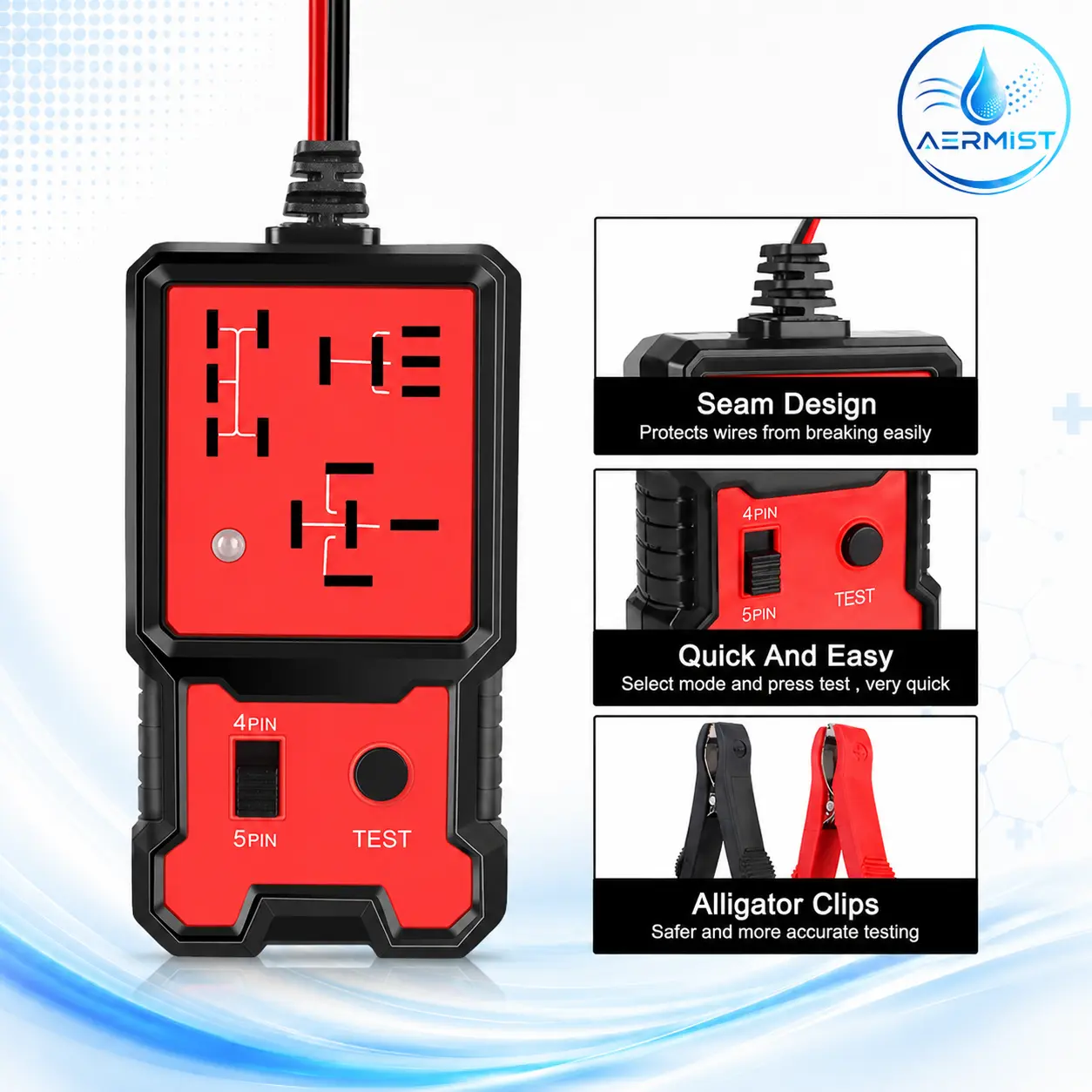 12V-24V Automotive Battery Relay Tester, Portable Car & Truck Diagnostic Circuit Tool with Durable Testing Function & User-Friendly Interface