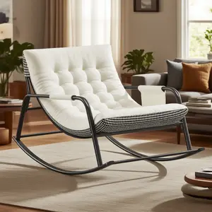 Gre Outdoor Furniture Oversized Modern Rocker Chair with Cushion Adjustable Double Papasan Chair for Living Room Bedroom Porch Garden Balcony Comfortable Rocking Patio Chairs