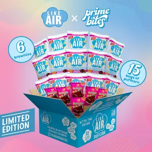 Like Air x Prime Bites Limited Edition Flavor Box -  Glazed Chocolate Donut Puffcorn & Protein Brownie Bundle