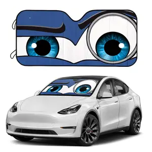 Cartoon Eyes Aluminum Foil Car Windshield Sun Shade, Heat Insulation UV Block Auto Front Window Sun Visor