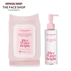 [THE FACE SHOP] Rice Water Bright Deep Clean Duo l Cleansing Oil & Facial Wipes Set for Makeup Removal, Pore Purifying & Radiant, Soothed Skin l Korean Skincare