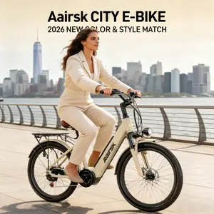 Aairsk SU7 24-inch Adult Electric Bicycle - Top speed 23 mph, 40-mile range, 750W peak motor and 13Ah battery, 7-speed gears, front suspension, with rear rack, commuter electric bike, adult tandem electric bicycle, UL certified, high-carbon steel frame