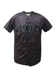 Men's Letter & Figure Stitched Button Front Embroidered Baseball Jersey, Casual Loose Short Sleeve V Neck Baseball Top, Baseball Christmas Gifts, Men Women Sportswear for Training & Competition Workout Tops