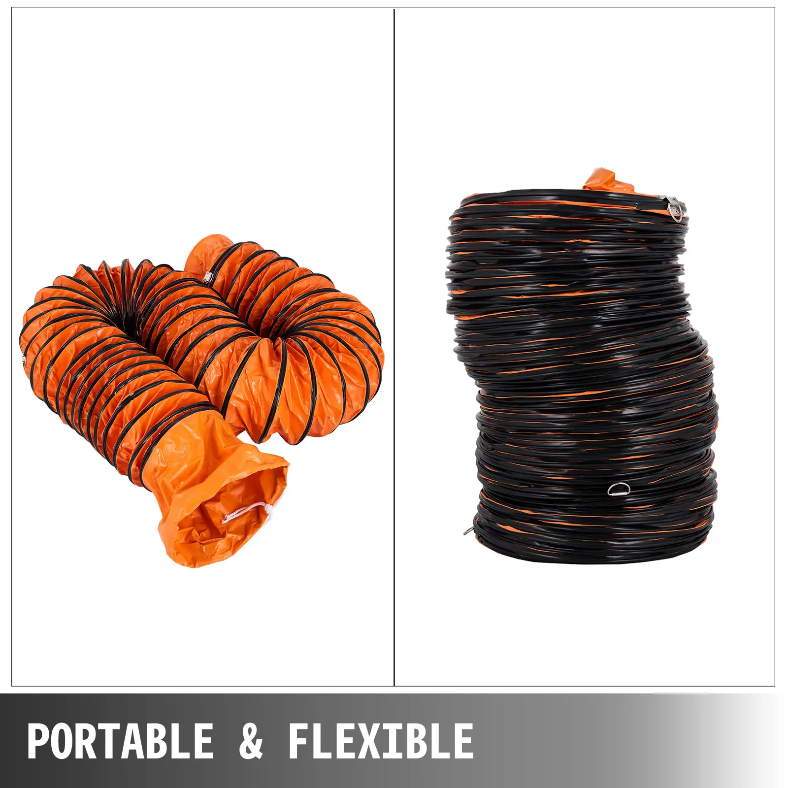 VEVOR 25FT 12in PVC Vinyl Flexible Duct Hosing with Thick Ropes, Anti-Explosive Ventilation System for Factory Exhaust Runs, Flexible for Tight Bends, Suitable for Tunnels, Farms [DealsForYouDays], Explosion-Proof Pvc For Safer Airflow