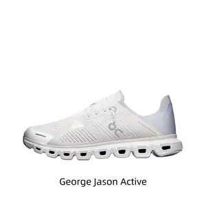 Minimal Solid White Athletic Sneakers Ultra Thick Segmented Wave Hollow Cushion Midsole Light Mesh Workout Shoes For Men Women Travel & Outdoor Sports