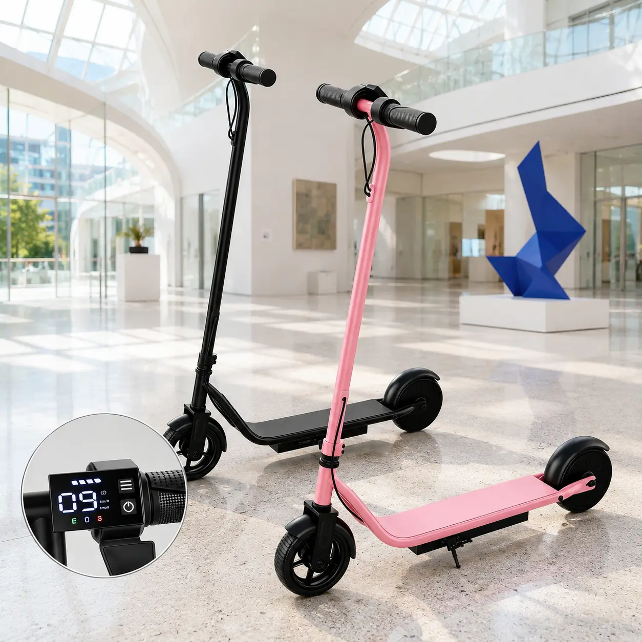 B Kids Safe Electric Scooter 250W Motor 3 Speed Modes Up to 9MPH 6.5" Solid Tires Lightweight Portable Great Gift for Kids Age 6+