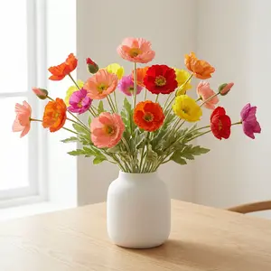 5-piece set of 4 artificial poppies, perfect for wedding decorations, artificial corn poppy ornaments, vase arrangement, kitchen table placement, festive home atmosphere decoration, Artificial Mixed Flower, Lifelike Artificial Flower