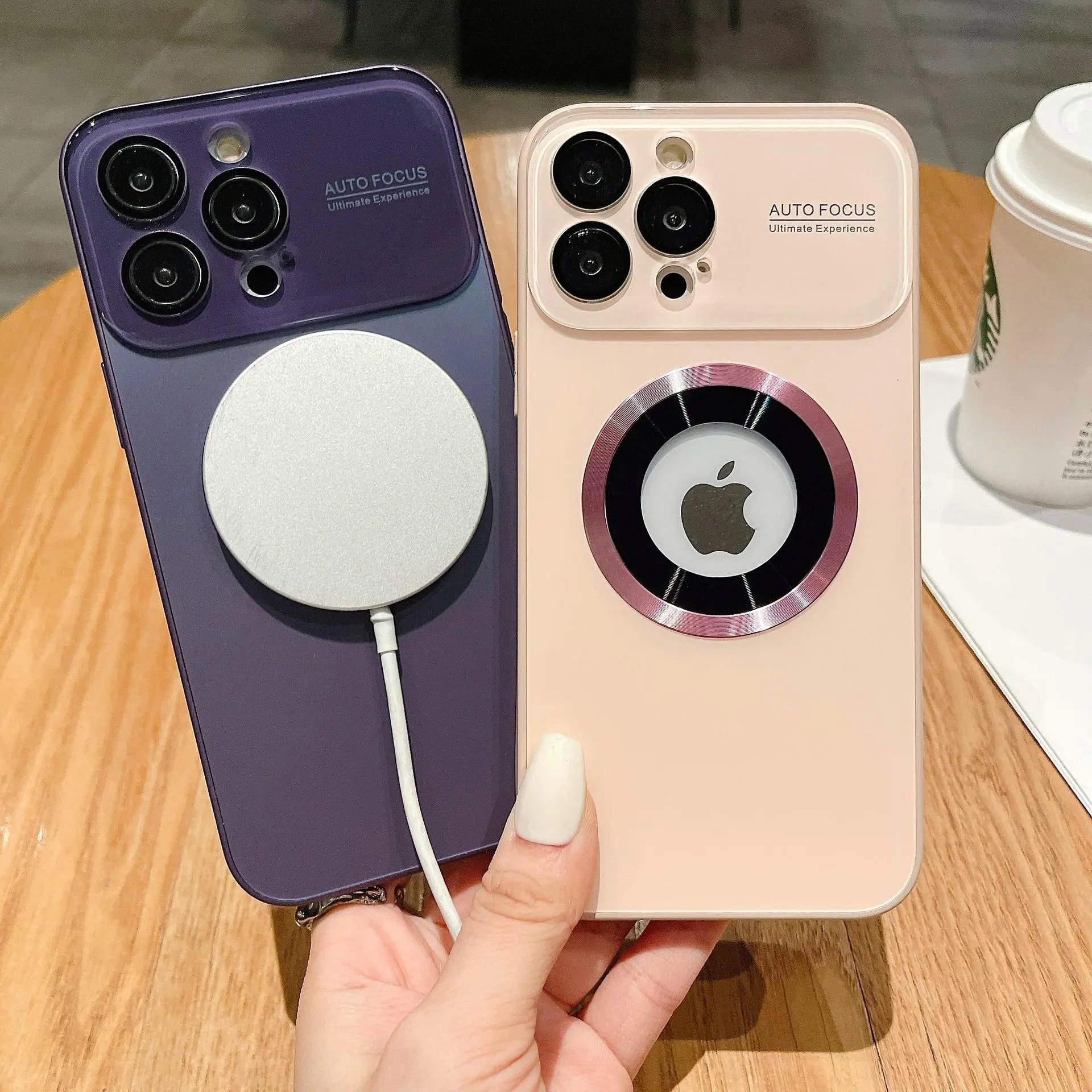 BUY 1 GET 1: 1 CASE + 1 SCREEN PROTECTOR Luxury Large Window Cutout Magnetic Case for iPhone 12 13 14 15 16 17 Pro Max Shockproof Protective Cover with Easy Camera Access and Magnetic Ring Magsafe Competible Protection Smartphone