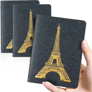 3pack Pocket notebook Small Journal Mini notepad, Black Soft Cover, 4 x 5.5 inches, Narrow Ruled/Lined (Tower)