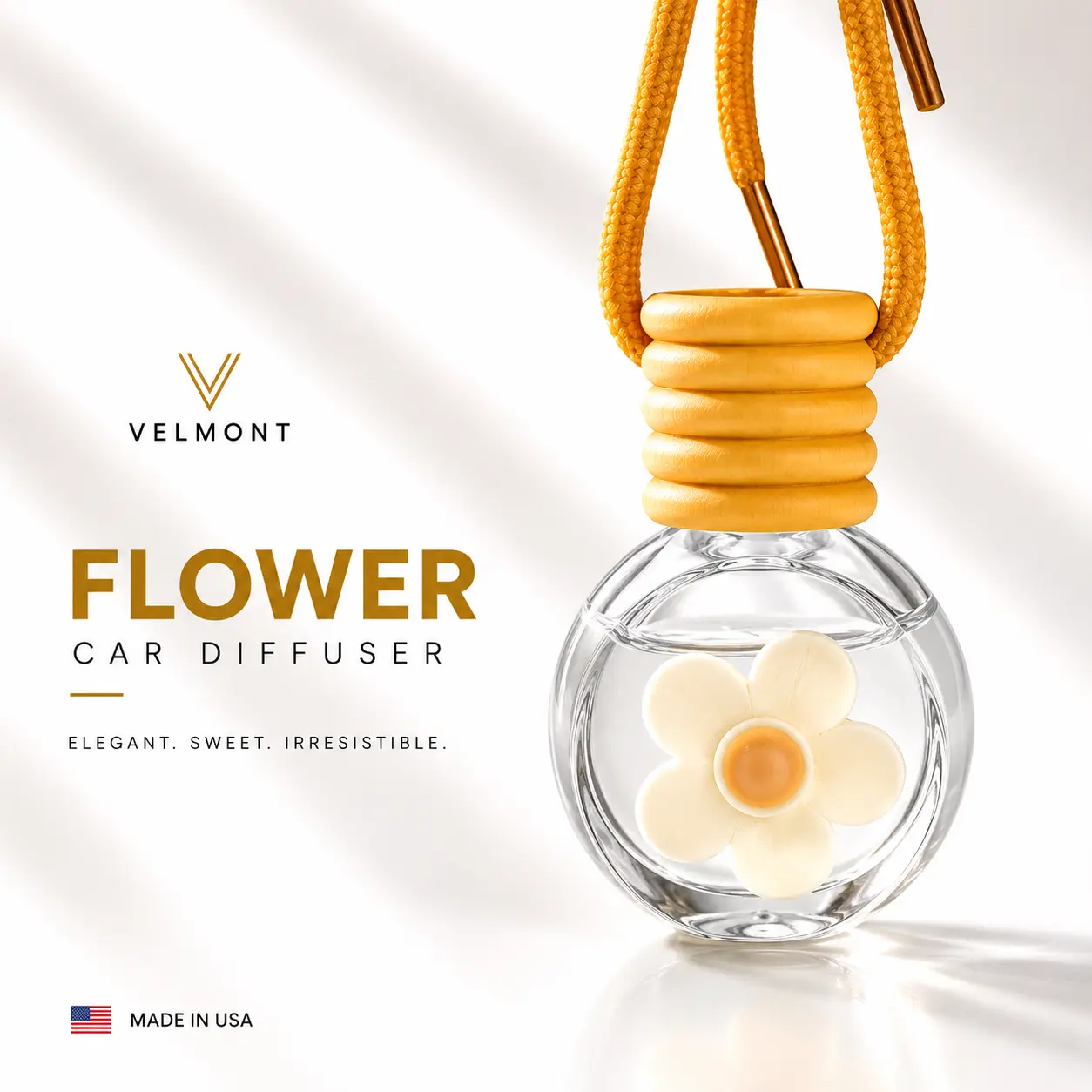VELMONT Flower Car Air Freshener – Premium Essential Oil-Infused Hanging Car Diffuser, Long-Lasting Luxury Fragrance & Odor Eliminator for Car Interior Accessories