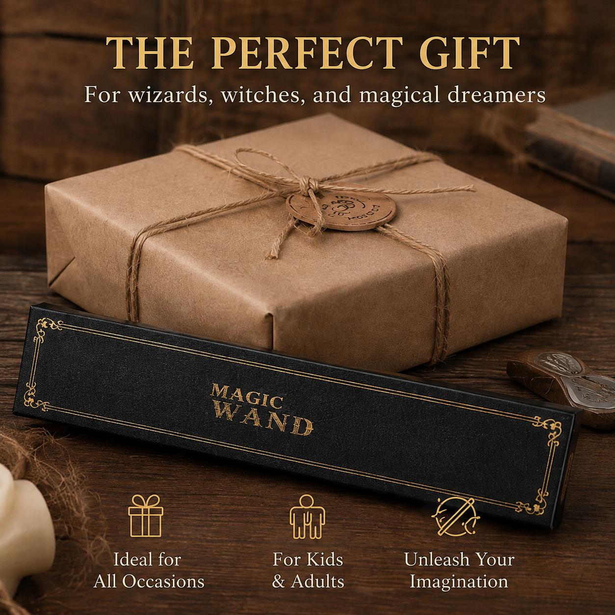 Christmas Magic Wand Toy Wizarding World Magic Wand Replica, Dumbledore Detailed Wizard Prop, Halloween Cosplay Costume Accessory, Magic Trick Performance Gadget, Ideal Birthday & Holiday Gift for Potter Fans & Wizard Enthusiasts