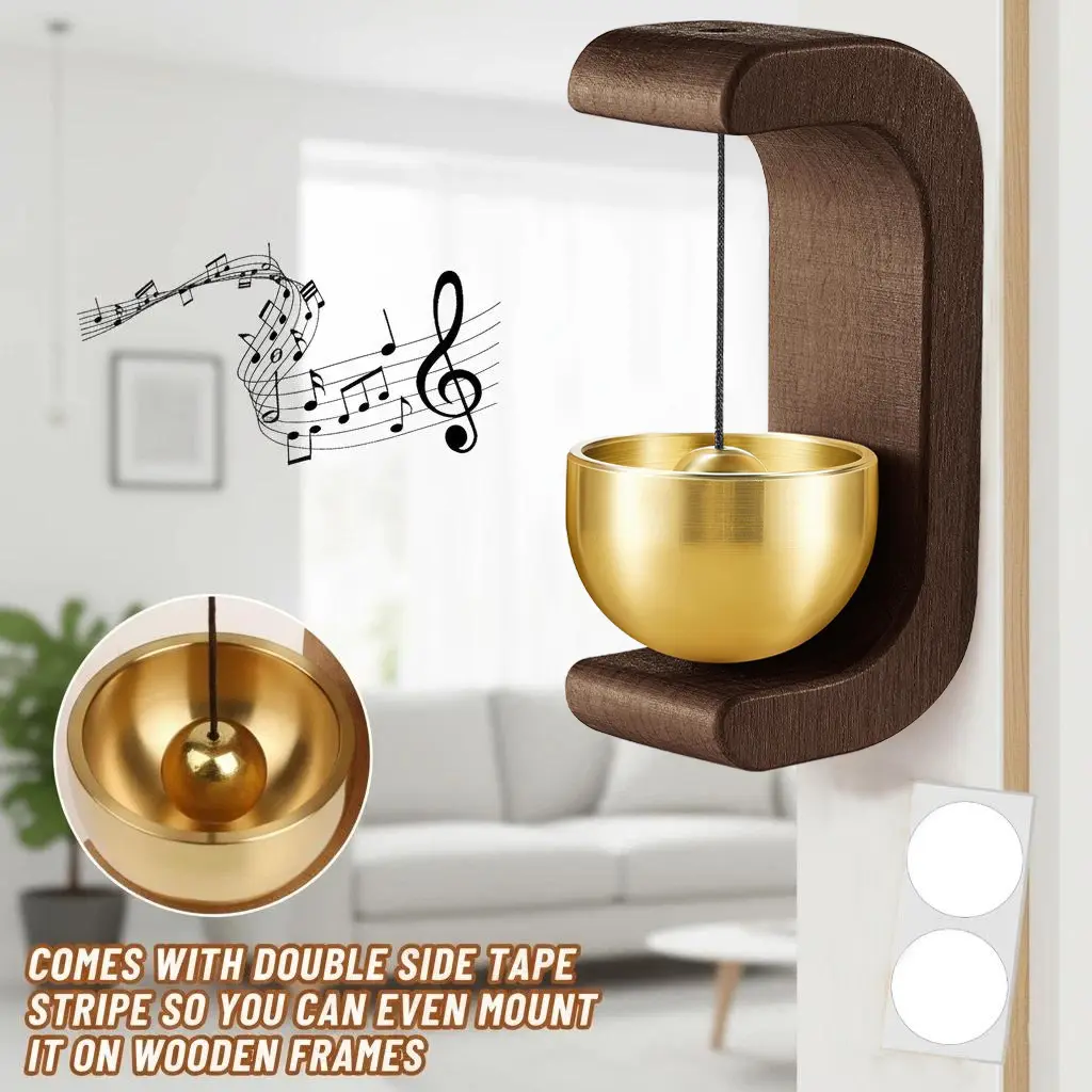 Magnetic Wind Chime Bell Solid Wood Suction Mount Vintage Style Wind Chime Entry Door Decor Home Wall Easy Install No Drill Hanging Ornament