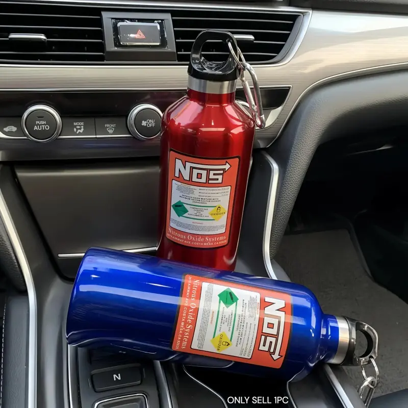 Car NOS Water Bottle, 500ML Stainless Steel Water Bottle, Reusable Vacuum Insulated, Car Water Cup, Car Interior Accessories, Leakproof Insulated Tumbler, Portable Flask, Insulated Water Bottles, Drinkware Car Products for Travel