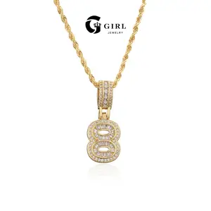 GGIRL Zircon Digital Pendant Necklace with Full Texture Versatile Length Anti Allergic Properties Perfect Gift for Any Occasion