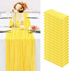 18 Pack Cheesecloth Table Runner 120 Inch Boho Gauze Table Runner for Spring Table Setup Mother’s Day Brunch Wedding Baby Shower Graduation Party Decor