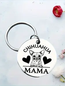 1 stainless steel Chihuahua mother keychain cute heart shaped ears and expressive eyes for Chihuahua dogs a durable black and white pet enthusiast gift the perfect choice for women and Chihuahua owners on Valentine's Day novel dog Keychain Kawaii