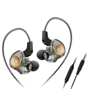Yeabomy AK6-Ultra in Ear Monitor Headphones Wired Earbuds Stereo Bass HiFi IEM Earphone Wired Gaming Earbuds Without Detachable Cables (Withmic AK6-Ultra Black)