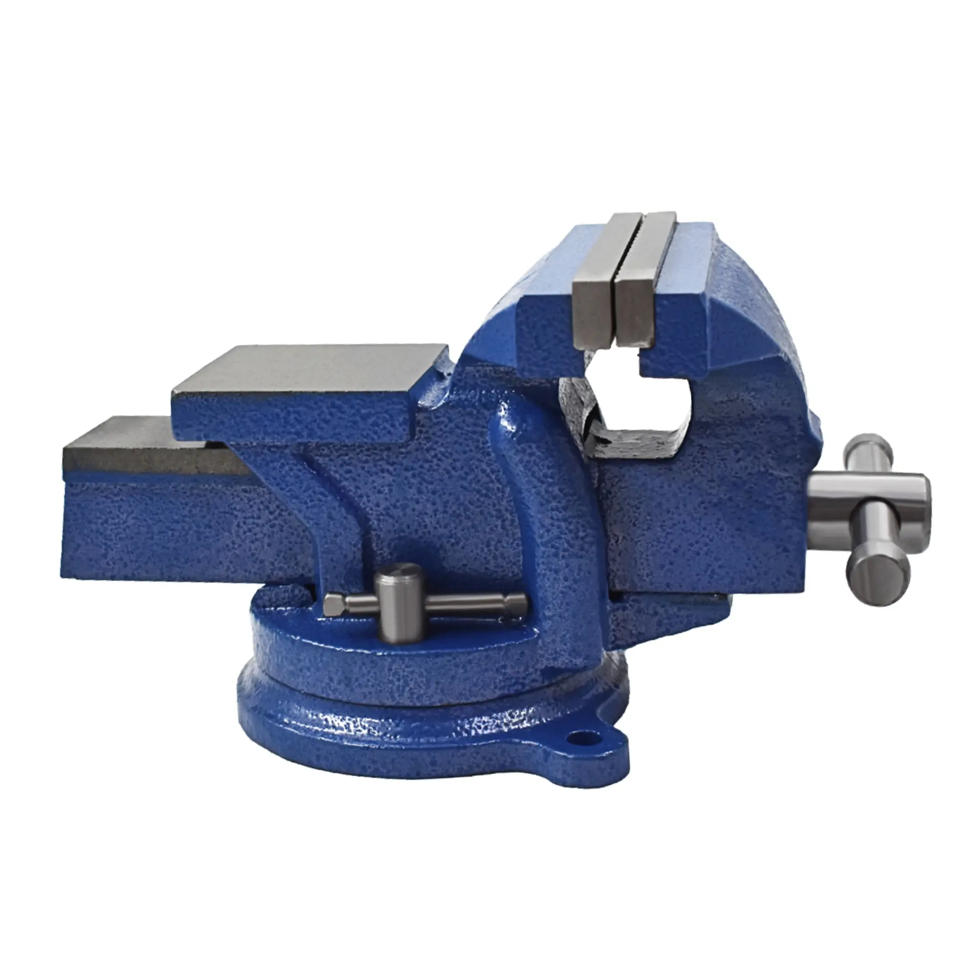 5" Heavy Duty Cast Steel Bench Vise Work Tool with Anvil, Swivel Table Top Clamp, Locking Base, Hardened Polished Heat-Treated Shaft, Replaceable Serrated Steel Jaws, Work Tools