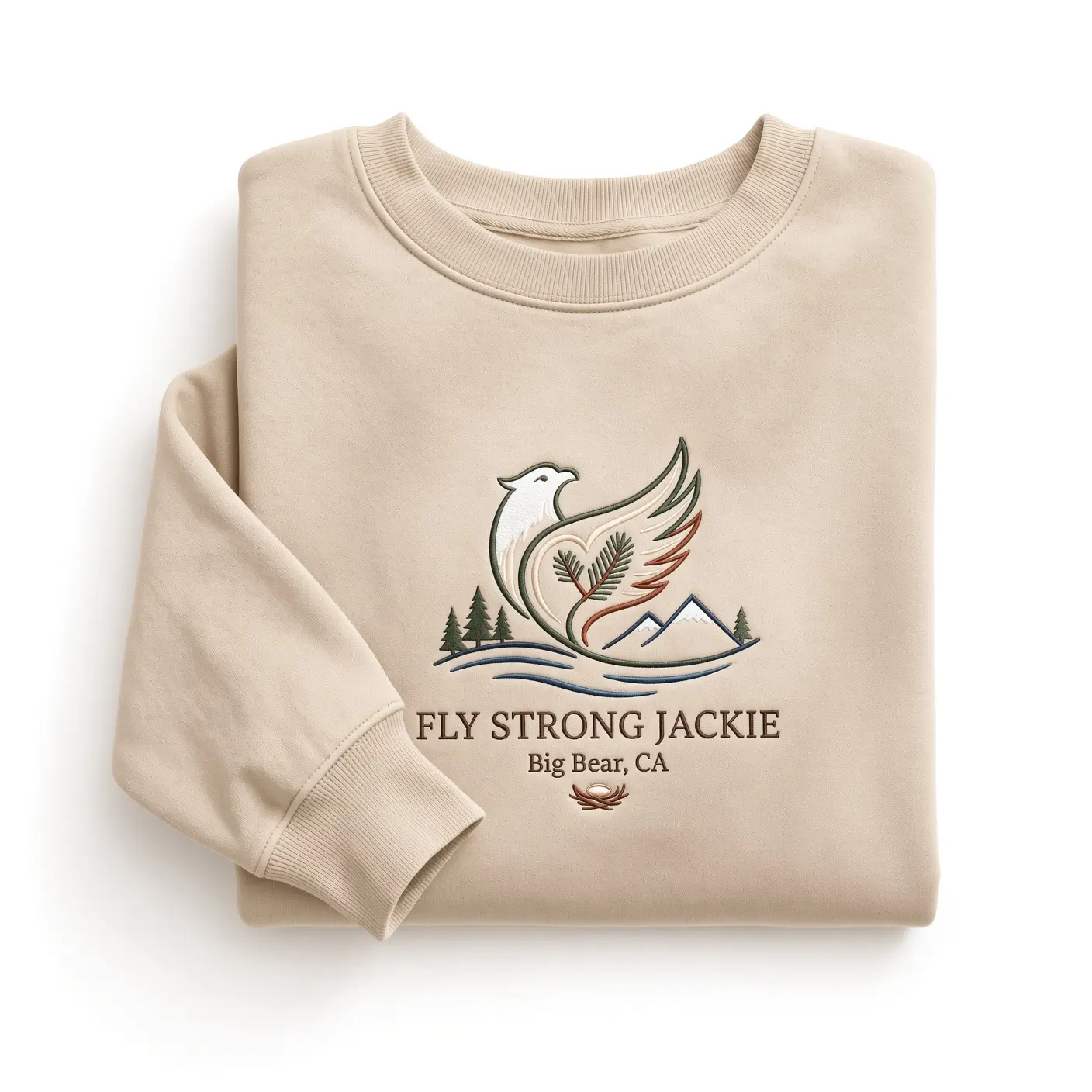 Fly Strong Jackie Big Bear CA Sweatshirt, Eagle Graphic Crewneck Sweater, Vintage Aesthetic Oversized Pullover Jumper