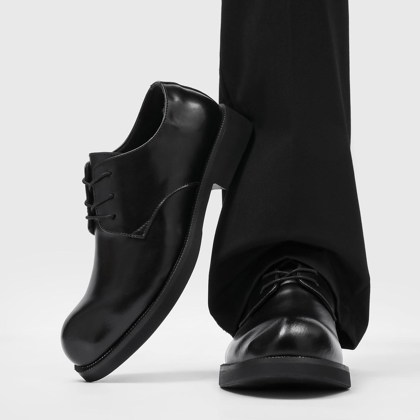 Men's Cleanfit Business Shoes Platform Black Simple Design Comfortable All-Season