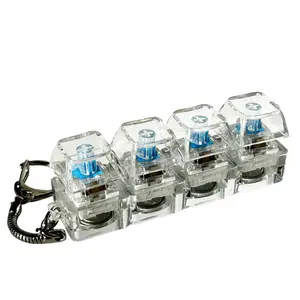 Stress-Relieving Mechanical Keyboard with Crystalkeycaps LED Lights Transparent Design Keyboard Keychain ASMR Fidget Gadget,Christmas Gift