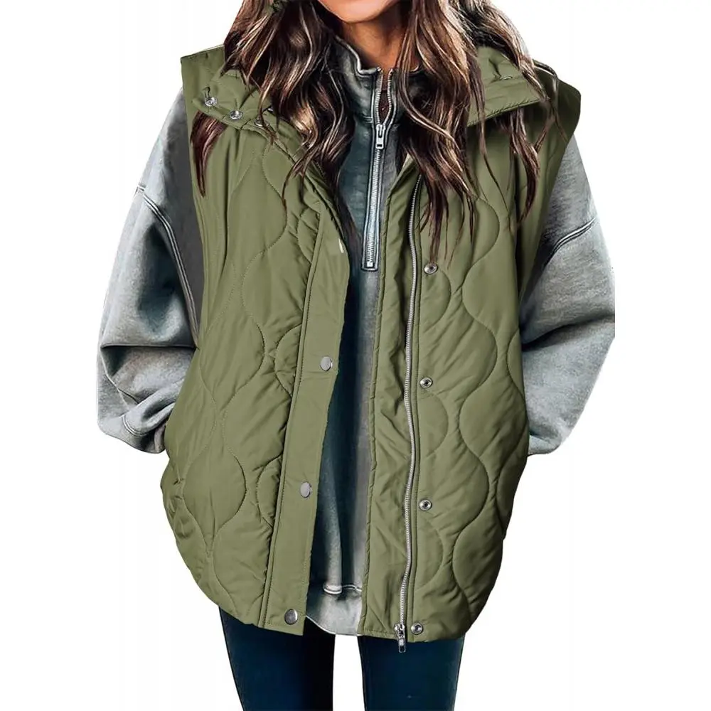 Cropped Puffer Vest Women Lightweight Quilted Stand Collar Sleeveless Jackets Fall Winter 2025 Button Zip Up Coat