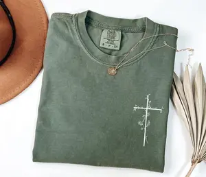 Comfort Colors Floral Cross Shirt, Christian Wildflower Faith Tee, Botanical Jesus Graphic Top, Aesthetic Religious Gift for Her, Vintage Floral Bible Verse Apparel, Modern Grace Cross T-shirt, Women's Faith Based Clothing