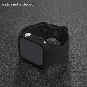 Apple Watch Band Glass Case Strap 46mm 44mm 41mm 40mm 38mm 45mm 42mm Screen Protectors Series 10 9 8 7 6 5 4 Comfortable Silicone Fit