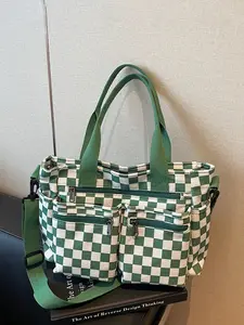 Women's Plaid Design Tote Bag, Checkered Pattern Bag, Minimalist & Casual Style, Ideal for Daily Commuting, Work, School, Shopping, Versatile Use, Casual Commuter Bag, Casual Trendy Bag
